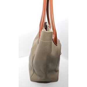 Dooney and Bourke Pebble Grain Logo Lock Tote Shoulder Purse Bag Taupe/Elephant